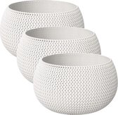 4x Stuks ronde witte Splofy kunststof bloempotten/plantenpotten 2,3 liter - 16 cm - binnen/buiten decoratie