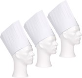 ComFort koksmuts - 3x - wit - papier - 19 cm - volwassenen - chef mutsen
