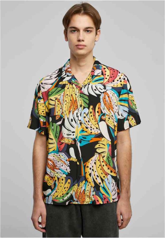 Foto: Urban classics viscose aop resort toucans overhemd 4xl multicolours