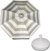 Parasol - Argent/ blanc - D160 cm - sac de transport inclus - pied de parasol - 42 cm