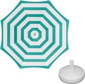 Parasol - Groen/wit - D160 cm - incl. draagtas - parasolvoet - 42 cm