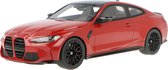 Het 1:18 Diecast model van de BMW M4 Competition Coupe G82 van 2021 in Toronto Red. De fabrikant van het schaalmodel is Truescale Miniatures.Dit model is alleen online beschikbaar.