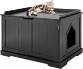 MaxxPet Maison pour chat en bois - banc pour chat - lit pour chat - clapier pour chat - 75x53x52cm - Zwart