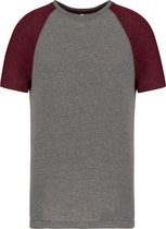 Tweekleurig triblend sportshirt heren Grey Heather/Wine - L