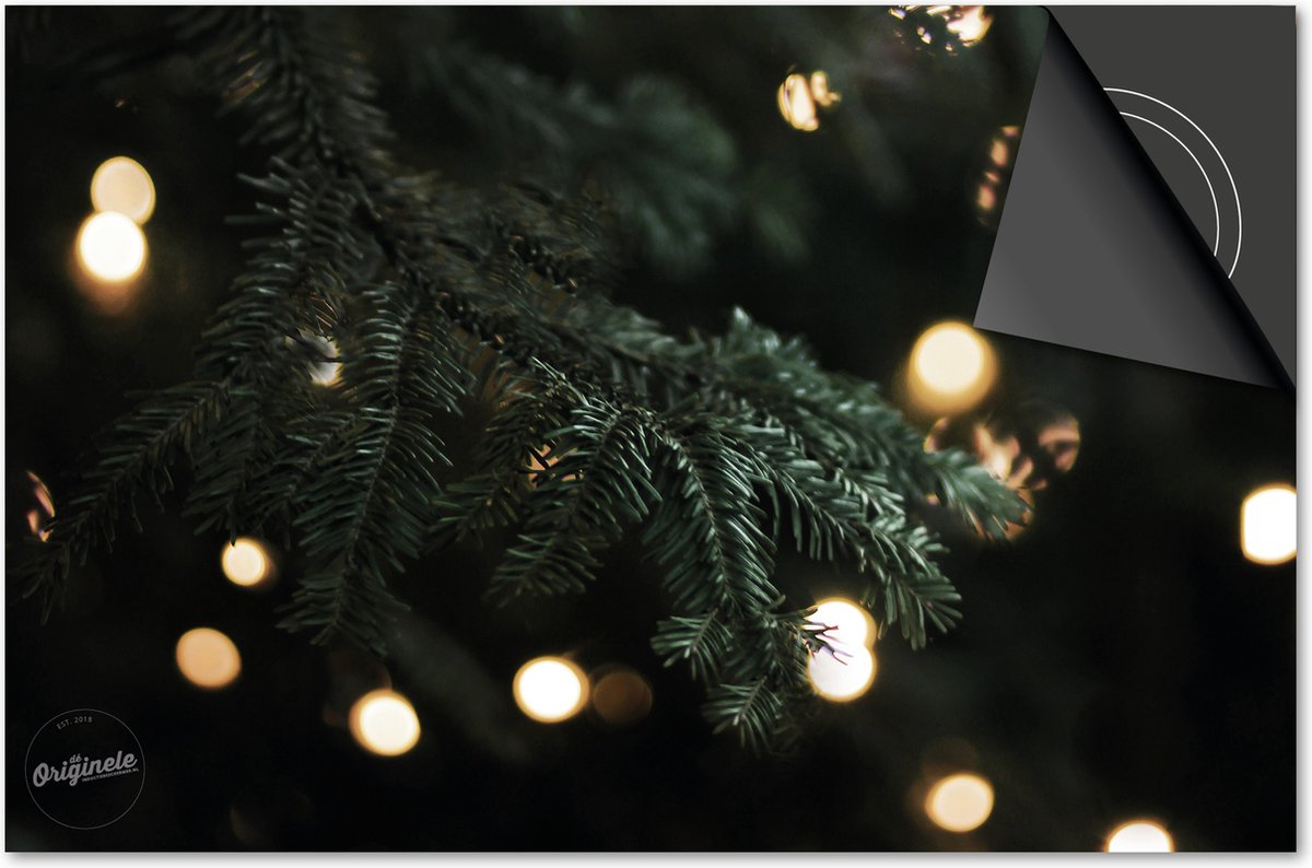 Inductie beschermer 60x60 - afdekplaat inductie mat - Dietrix Kookplaat beschermer - Base - Feestdagen - Kerstboom tak met licht