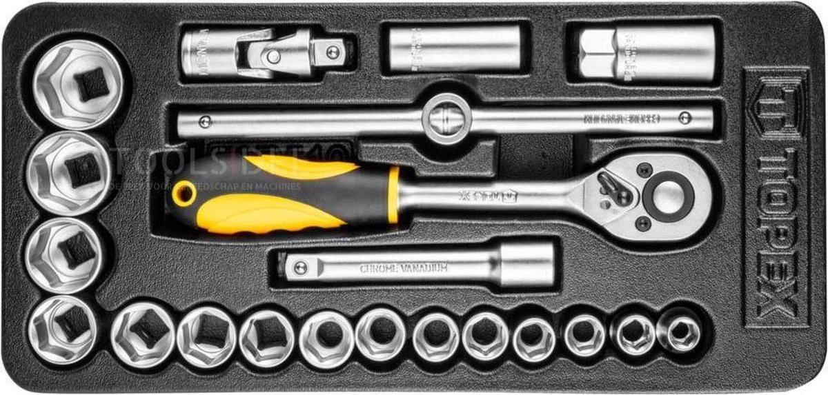 TOPEX inleglade doppenset 1/2' 21 delig