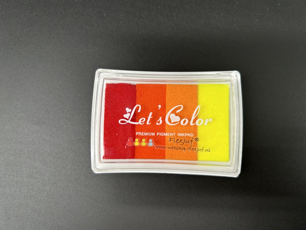 Regenboog inktpad/stempelkussen 4 kleuren 6 x 4 cm - geel