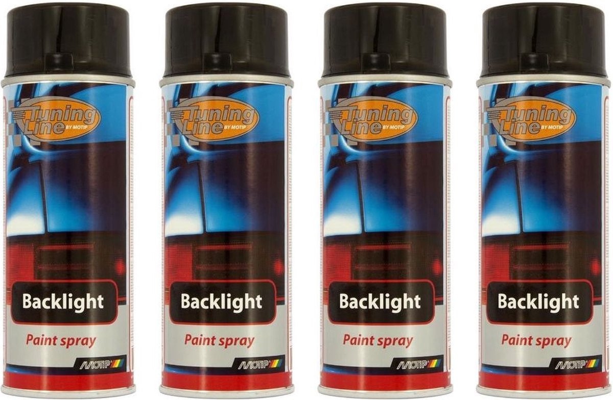 Voordeelverpakking: MoTip Backlight Transparant Spray Spuitbus Zwart 400ml - 4 stuks