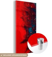 MuchoWow® Peinture sur Verre - Encre - Abstrait - Rouge - Blauw - 60x120 cm - Peintures sur Verre Acrylique - Photo sur Glas