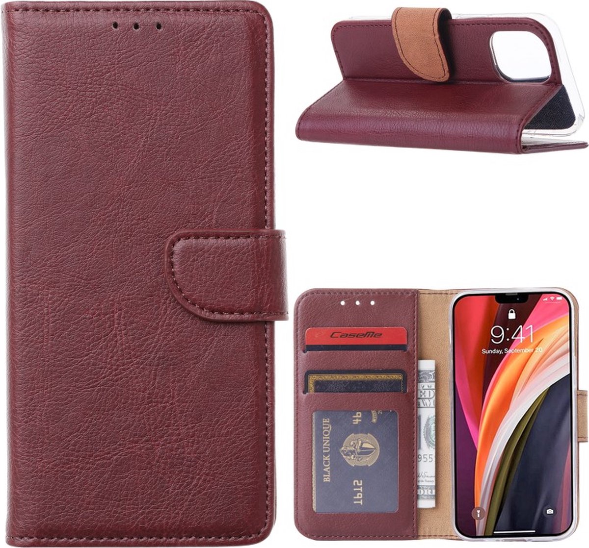 Cityhoesje - iPhone 12 Mini – Bookcase incl. Pasjeshouder - Wijnrood