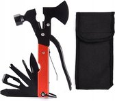 Multitool de Survie - Dans étui de protection - 17 en 1 - Zwart /Rouge - Hache - Marteau - Couteau de poche - Kit d'urgence - Camping - Survie - Camping - Plein air - Kit de Outils - Outils - Multitool - Pinces - Tournevis - Décapsuleur