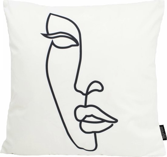 Sierkussen Line Art Face #2 | 45 x 45 cm | Katoen/Polyester