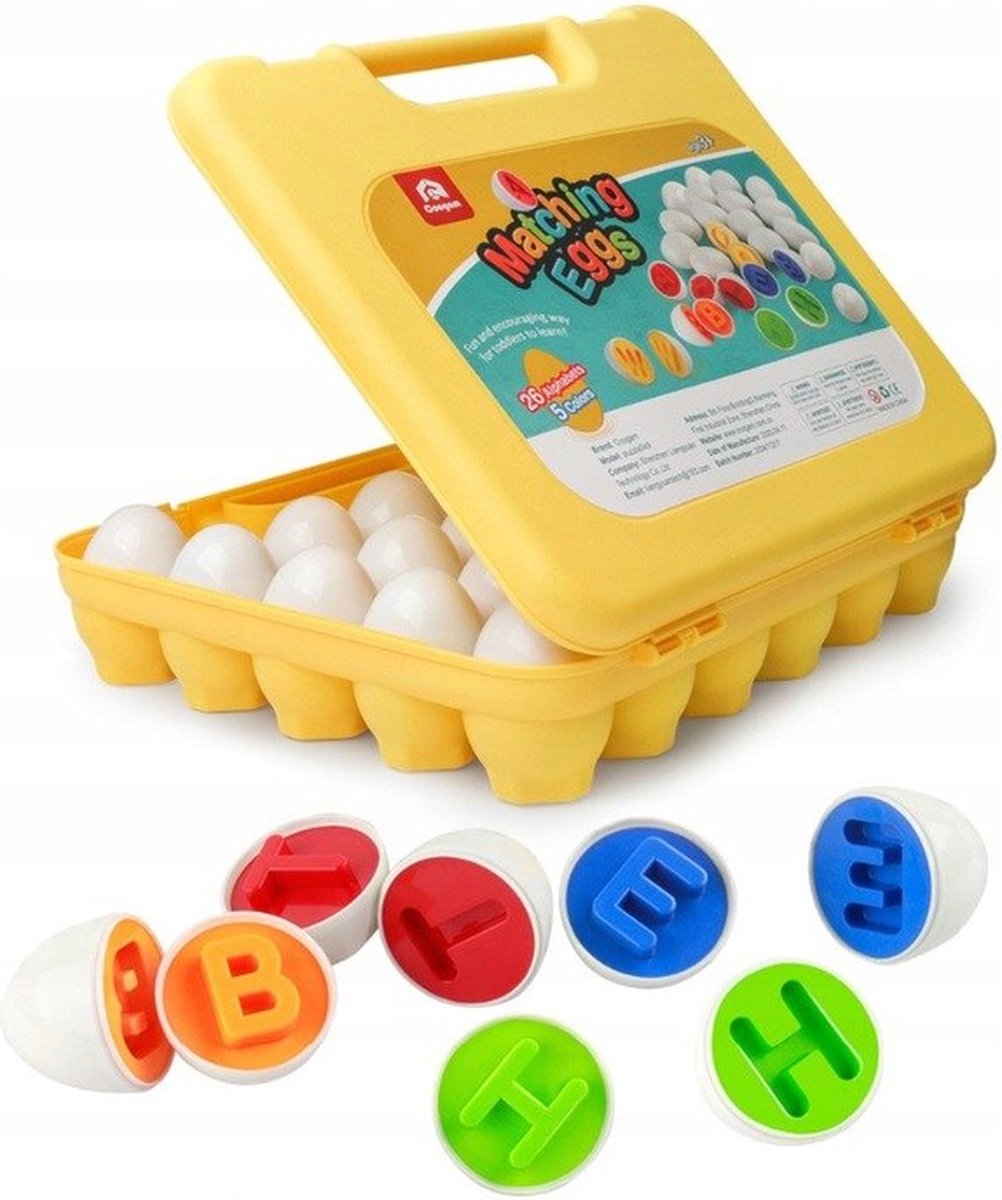 Eieren Sorteren - Alfabet - 26 Paar - Montessori Speelgoed - Sorteer Speelgoed - Peuters - Educatief - Speelgoed - Cadeau - Sorteren - Ontwikkelingsspeelgoed - Motoriek - Puzzel - Geometrisch Speelgoed - Montessori - Speelgoed Peuters - Matching Eggs