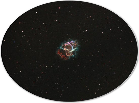 Dibond Ovaal - Gekleurde Vlek in het Heelal omringd door Sterren - 40x30 cm Foto op Ovaal (Met Ophangsysteem)