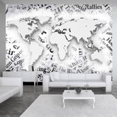 Fotobehang - Vliesbehang De wereld van kranten, zwart en wit, premium print