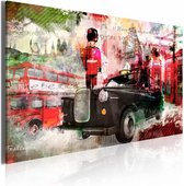 Schilderij - Herinneringen van  Londen, Rood, wanddecoratie
