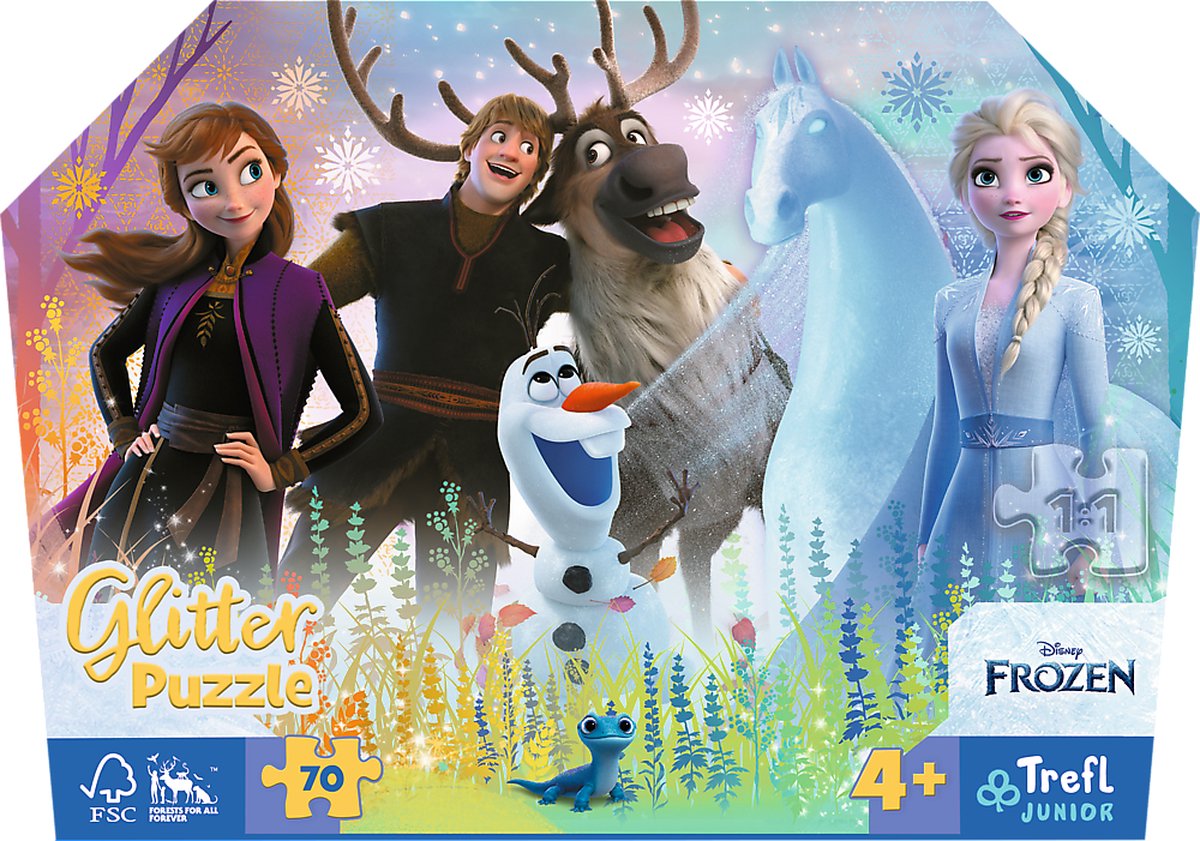 Frozen Disney Glitter Puzzel - in koffertje - 70 st