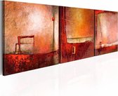 Schilderij - Stilte , 120x40cm ,  3 luik , rood roze