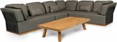 Tierra Outdoor Loungeset Valkery Links - Grote Hoekbank - Aluminium - All Weather - Teak - Grijs