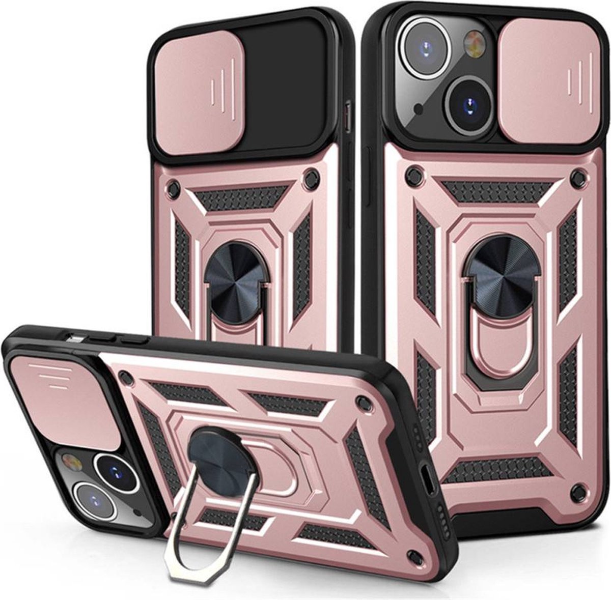 Apple iphone 14 Plus Armor case Roze-met camera bescheming-antishok case back cover -super stevige hoesje iphone