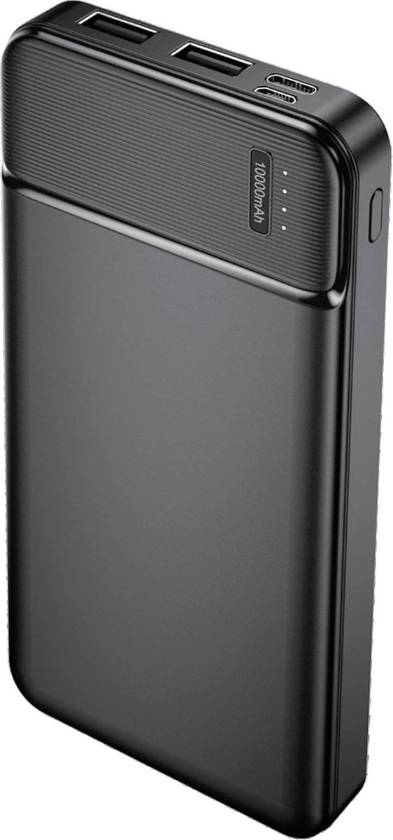 Back-up batterij 10000mAh 2 USB-uitgangen 2.4A Compact+Licht Maxlife Zwart