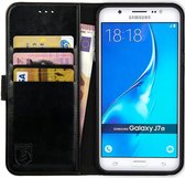 Rosso Element Book Case Wallet Hoesje Geschikt voor Samsung Galaxy J7 (2016) | Portemonnee | 3 Pasjes | Magneetsluiting | Stand Functie | Zwart