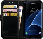 Rosso Element Book Case Wallet Hoesje Geschikt voor Samsung Galaxy S7 Edge | Portemonnee | 3 Pasjes | Magneetsluiting | Stand Functie | Zwart