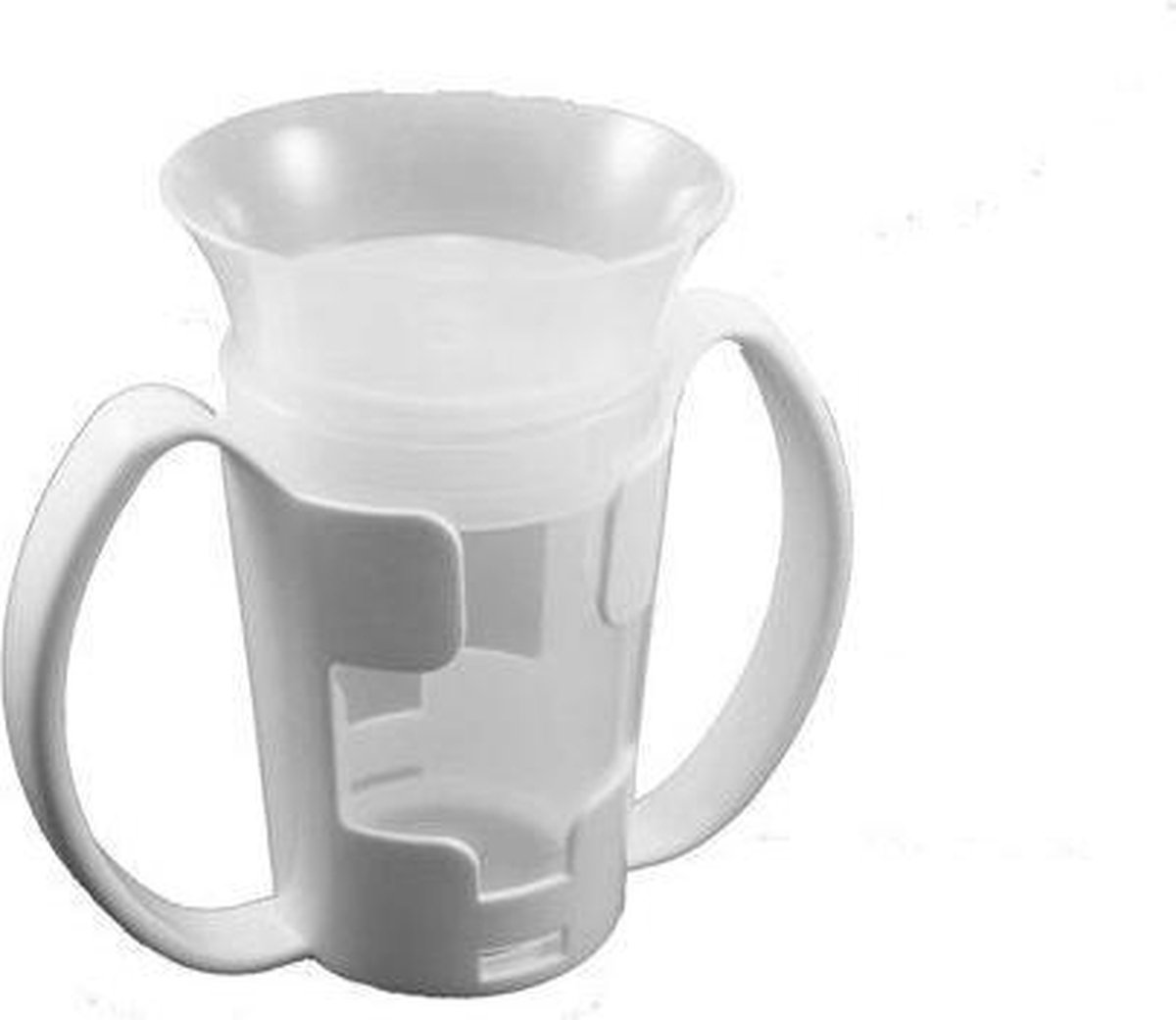 Goedkoopste Beker voor slikstoornis 200 ml wit-transparant, incl. houder met 2 handvatten