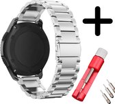 Smartwatch bandje 20mm - Titanium horlogeband geschikt voor Samsung Galaxy Watch 42mm / Watch Active & Active2 40 & 44mm / Galaxy Watch 3 41mm / Gear Sport - Amazfit Bip / GTS - Polar Ignite / Unite / Pacer - zilver