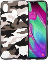 Samsung Galaxy A40 TPU Hoesje met Camouflage Print Wit
