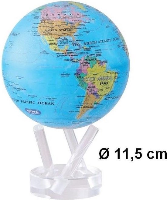 Globe Mova sur énergie solaire Ø 11,5 cm - Version - Blauw avec carte politique (BOE)