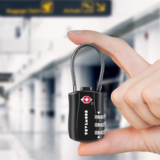 TRVLMORE Kofferslot - TSA Reisslot - Slot - Hangslot - 3 Cijferig - 4 Stuks - Slotje Bagage - Kabelslot - Cijferslot - Zwart