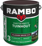 Rambo Pantserbeits Tuinhout Zijdeglans Dekkend - Gelijkmatig Vloeiend - Klassiek Bruin - 2.5L