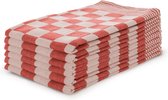Essuies de vaisselle Block Rouge - 65x65 - Set de 6 - Carreaux - Torchons Block - 100% coton - Essuies de vaisselle Horeca