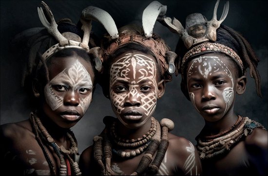 African Tribe Collection I - 90cm x 60cm - Fotokunst op PlexiglasⓇ incl. certificaat & garantie.