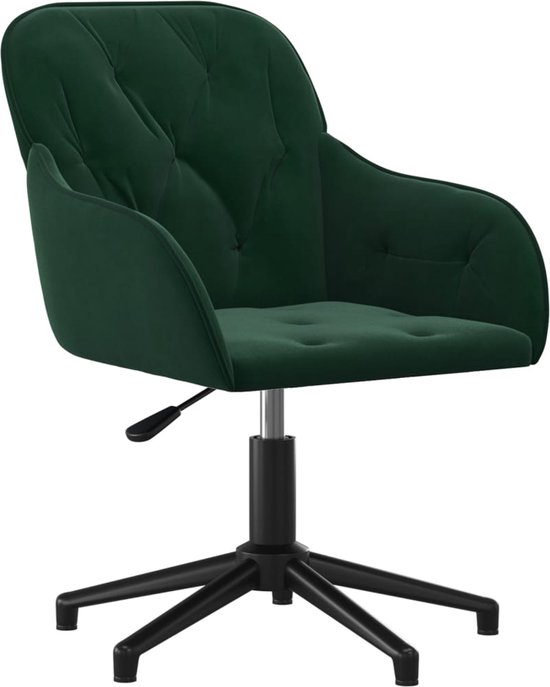 vidaXL Chaise de bureau pivotante velours vert foncé