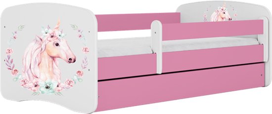 Kocot Kids - Bed babydreams roze paard zonder lade met matras 140/70 - Kinderbed - Roze