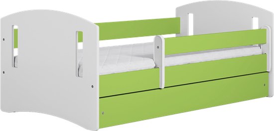Kocot Kids - Bed classic 2 groen met lade met matras 160/80 - Kinderbed - Groen