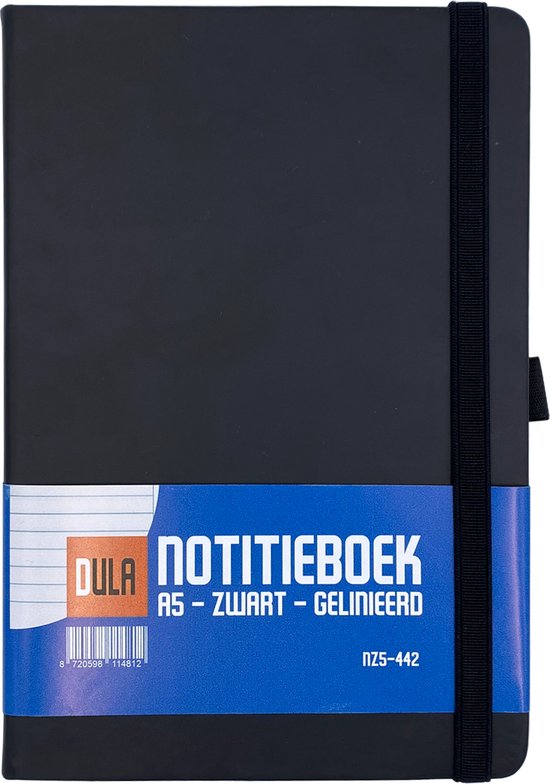 Cahier DULA A5 Zwart ligné avec couverture rigide