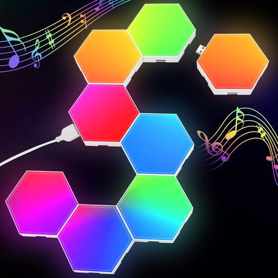 Hexagon LED Panelen - Slimme RGB LED Zeshoekige Paneellampen - Set van 8 -  Geschikt... | bol.com
