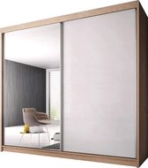 E-FURNITURE Armoire à portes coulissantes Armoire avec miroir Armoire avec étagères et tringle à vêtements - 203x61x218 cm (LxPxH) - K006 (Sonoma)
