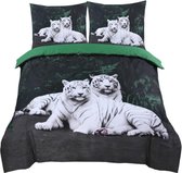 Dekbedovertrek Tiger Love Zwart|Wit- Tweepersoons -200x200/220cm + 2 kussenslopen 60x70cm