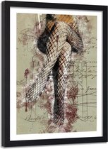 Foto in frame Vrouw met kousen, 80x120, beige, Premium print