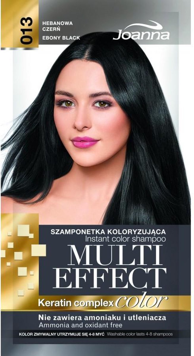 Joanna - Multi Effect Keratin Complex Color Instant Color Shampoo 013 Ebony Black 35G