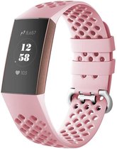 Bandje Voor Fitbit Charge 3 & 4 Sport Point Band - Roze - Maat: SM - Horlogebandje, Armband