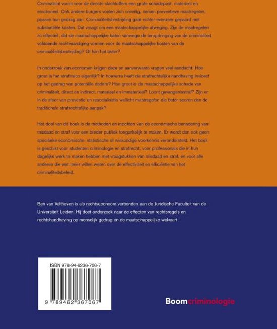 Studieboeken Criminologie & Veiligheid  -   Economie van misdaad en straf - B.C.J. van Velthoven