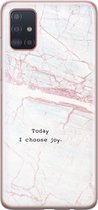 Samsung Galaxy A51 hoesje siliconen - Today I choose joy - Soft Case Telefoonhoesje - Tekst - Grijs
