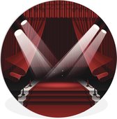 Wandcirkel Hollywood illustratie - Een illustratie van spotlights op de rode loper van Hollywood - ⌀ 120 cm - rond schilderij - fotoprint op kunststof (forex) muurcirkel / wooncirkel / (wanddecoratie) XXL / Groot formaat!