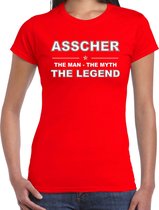 Asscher naam t-shirt the man / the myth / the legend rood voor dames 2XL