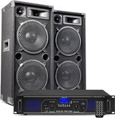 DJ geluidsinstallatie met Bluetooth - MAX210 DJ luidsprekers + Bluetooth versterker combinatie - 2000W